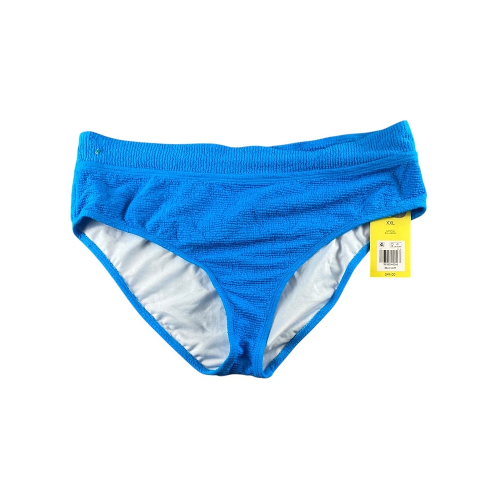 Cabana by Crown Ivy Blue Lagoon Textured‎ Bikini Bottoms Swimwear Size XXL
